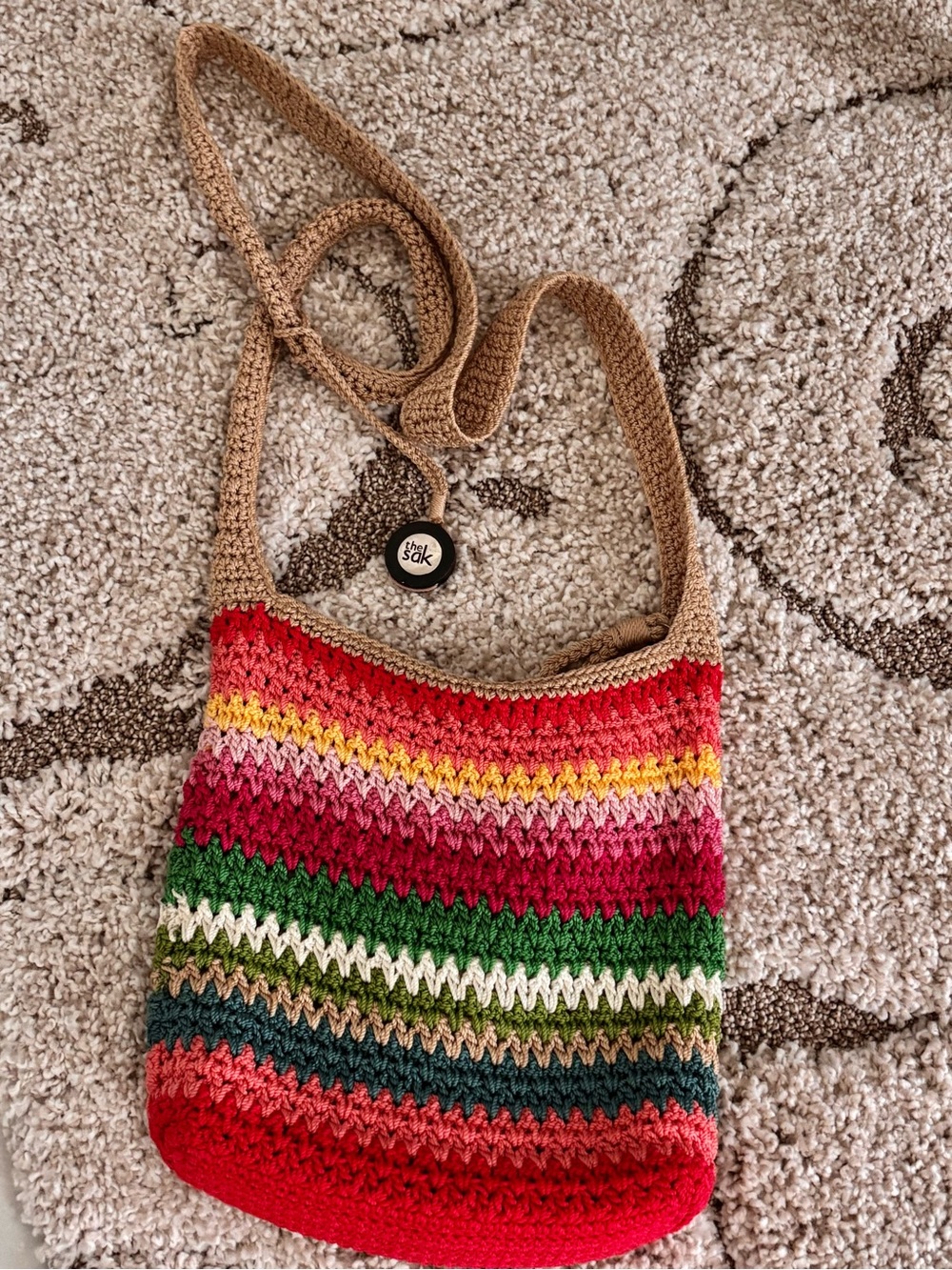 The Sak Rainbow Crochet Shoulder Bag - Boho Stripe